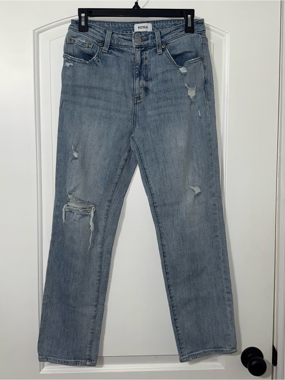 Pistola Monroe Crop High Rise Jean Womens Size 27 Light Wash Distressed